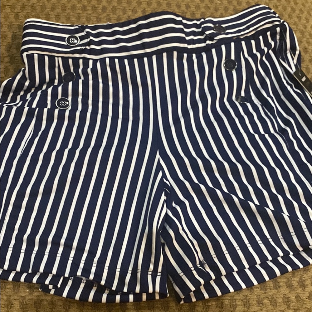Robert Louis High Waist Blue and White Striped Shorts